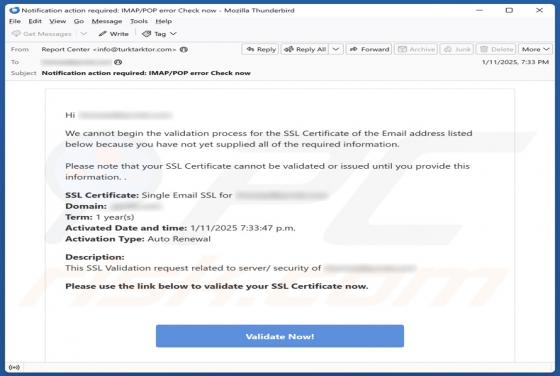 Fraude por Email Validation Process For The SSL Certificate