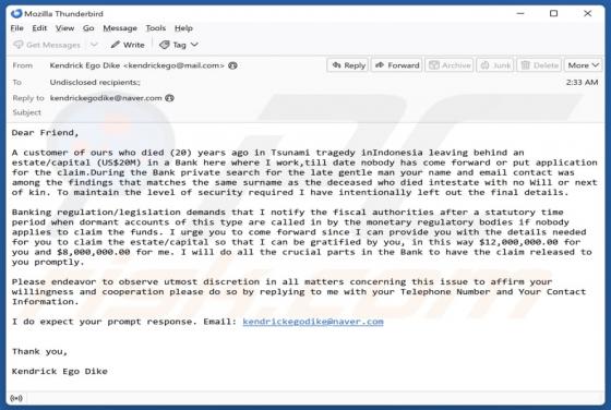 Fraude por Email Apply To Claim Funds