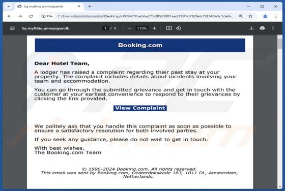 Fraude por Email Booking.com