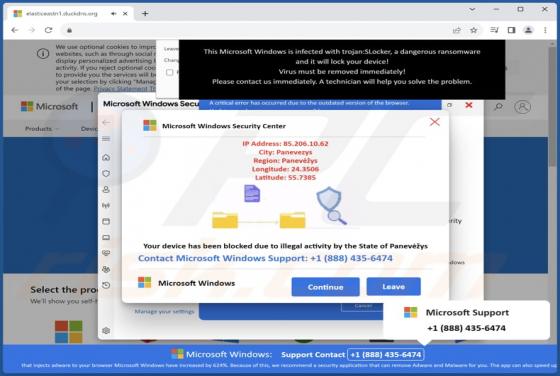 Blocked Due To Illegal Activity By The State POP-UP Fraude