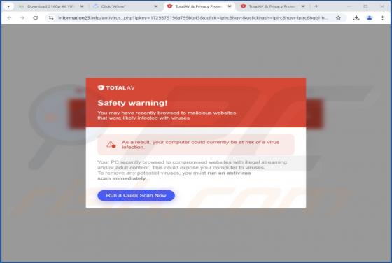 Safety Warning POP-UP Fraude