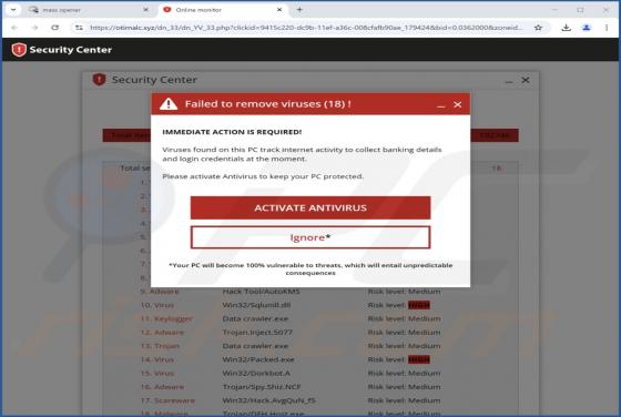 Failed To Remove Viruses POP-UP Fraude