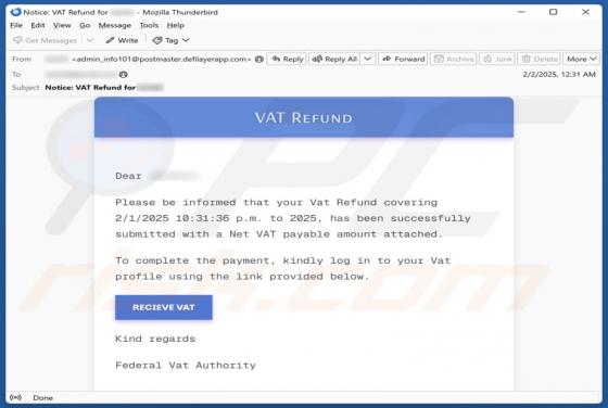 Fraude por Email VAT Refund