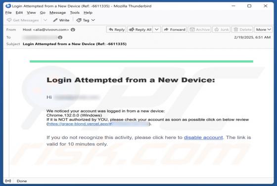Fraude por Email Login From A New Device