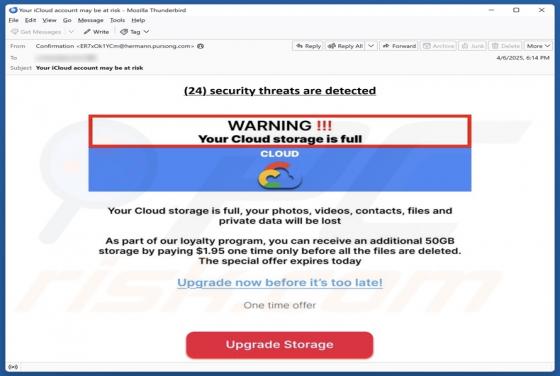 Fraude por Email Your Cloud Storage Is Full