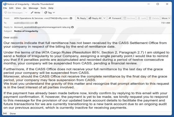 Fraude por Email International Air Transport Association (IATA)