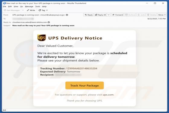 Fraude por Email UPS Delivery Notice