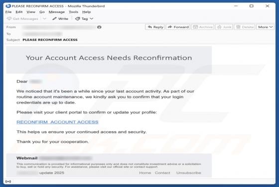Your Account Access Needs Reconfirmation Email Fraude
