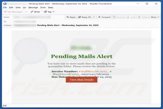 Pending Mails Alert Fraude