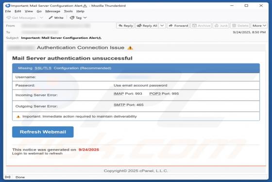 Mail Server Authentication Unsuccessful Fraude