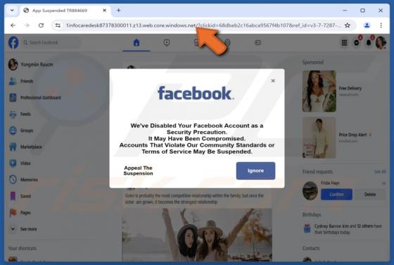 We've Disabled Your Facebook Account POP-UP Fraude