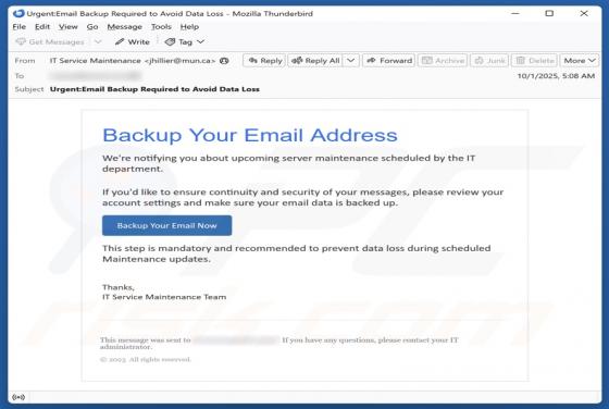 Backup Your Email Address Fraude
