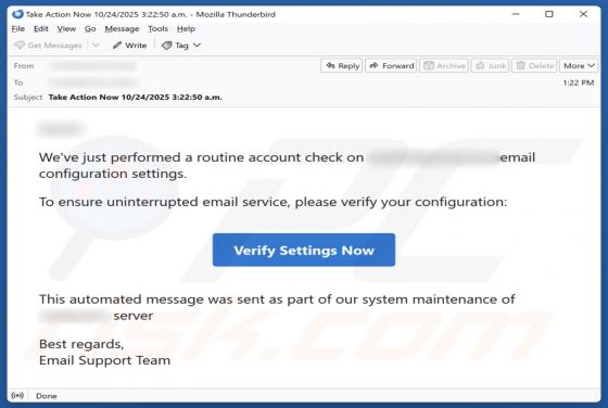 Routine Account Check Email Fraude