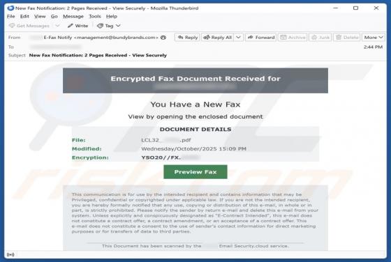 Encrypted Fax Document Received Email Fraude