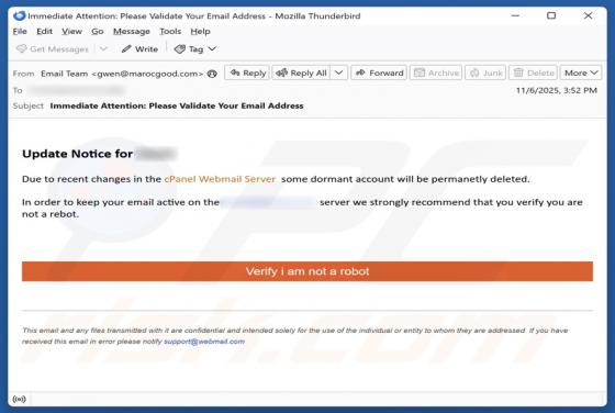 Changes In The cPanel Webmail Server Email Fraude