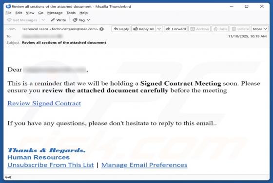 Fraude por Email Signed Contract Meeting