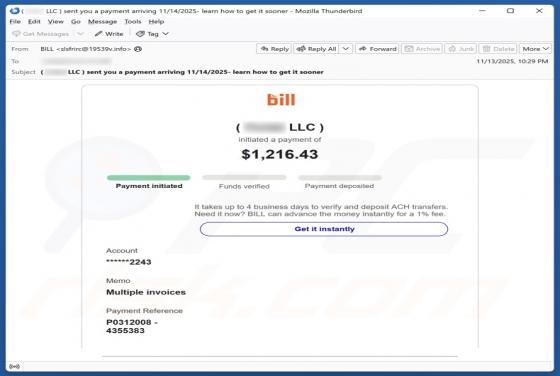 Fraude por Email Bill Holdings - Initiated Payment