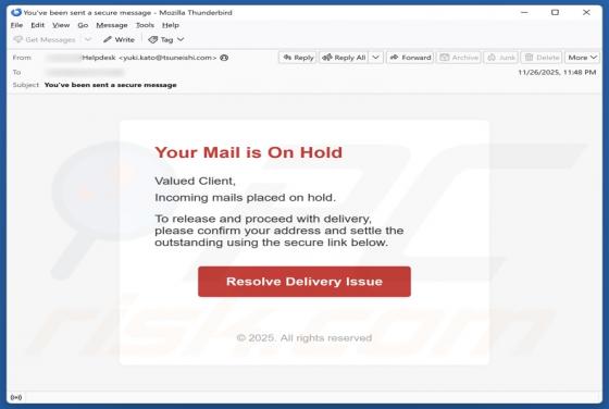 Your Mail Is On Hold Fraude