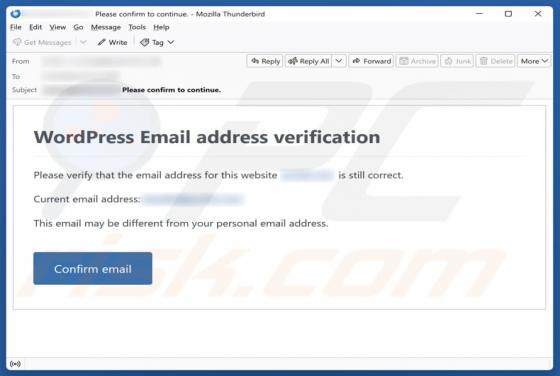 WordPress Email Address Verification Fraude