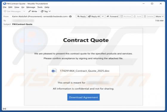 Fraude por e-mail Contract Quote