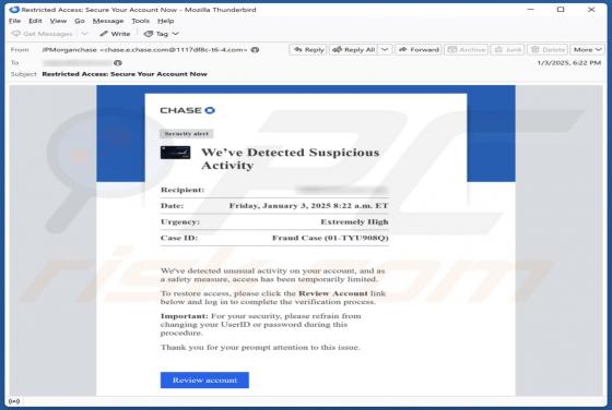 Chase - Suspicious Activity Email Fraude
