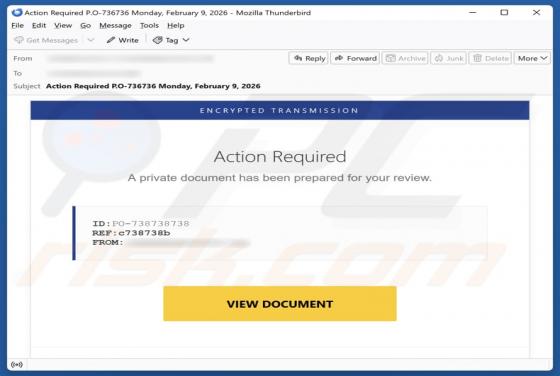 Fraude por e-mail Private Document Has Been Prepared