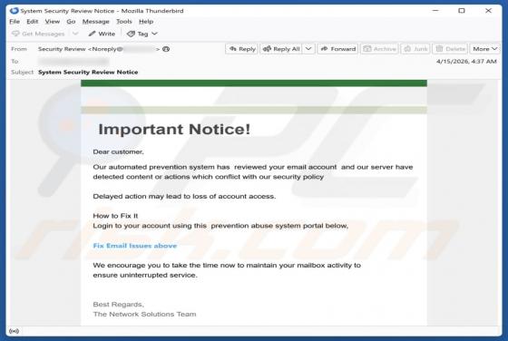 Content Or Actions Conflict With Our Security Policy golpe de e-mail
