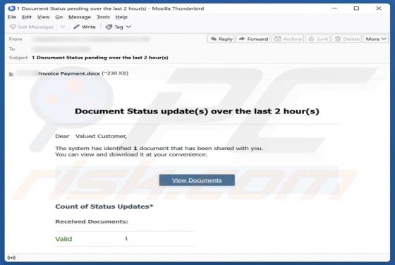 Document Status Update golpe de e-mail