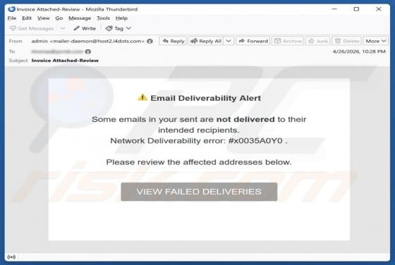Email Deliverability Alert golpe