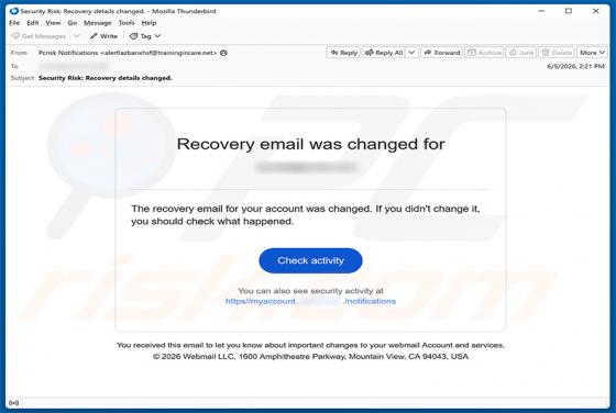 Recovery Email Was Changed golpe