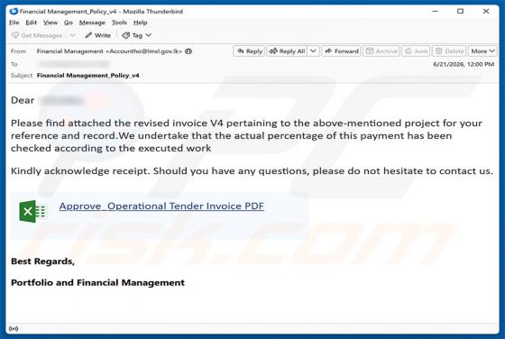 Revised Invoice golpe de e-mail