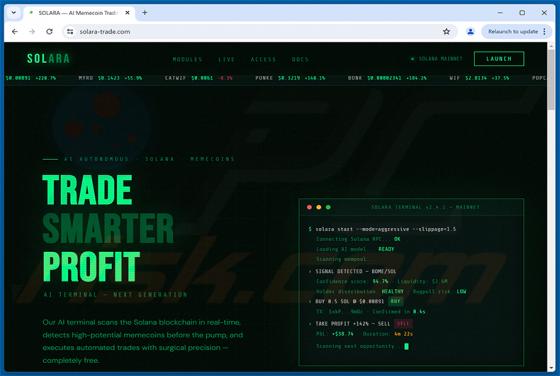 SOLARA — AI Memecoin Trading Terminal On Solana golpe
