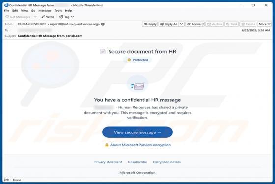 Secure Document From HR golpe de e-mail