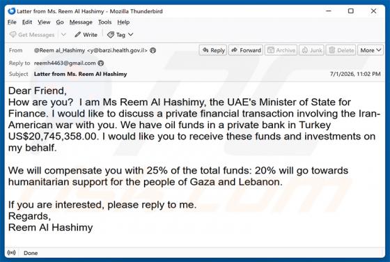 Private Financial Transaction golpe de e-mail