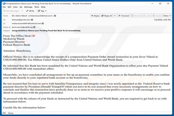 Payment Order Award golpe de e-mail