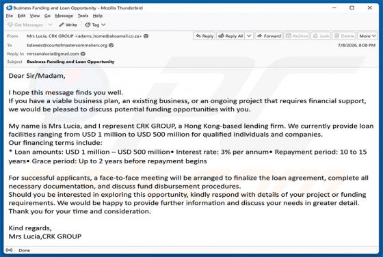 Business Funding Opportunities golpe de e-mail