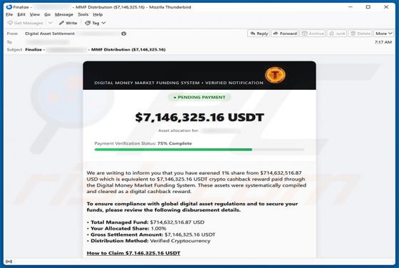 Crypto Cashback Reward golpe de e-mail