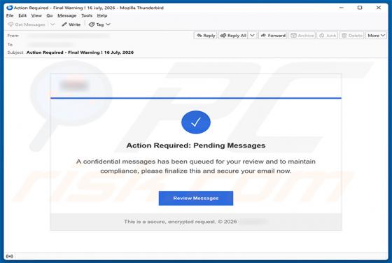 Confidential Messages Queued golpe de e-mail
