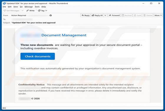 Documents Are Waiting For Your Approval golpe de e-mail