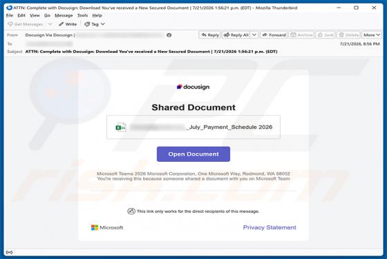 DocuSign - Shared Document vírus de e-mail