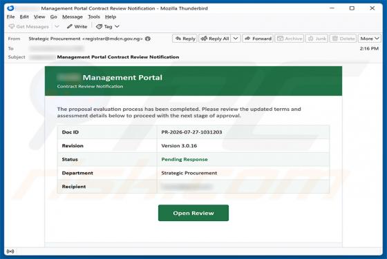 Proposal Evaluation Completed golpe de e-mail