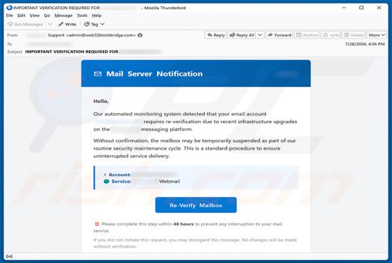 Email Account Requires Re-Verification golpe