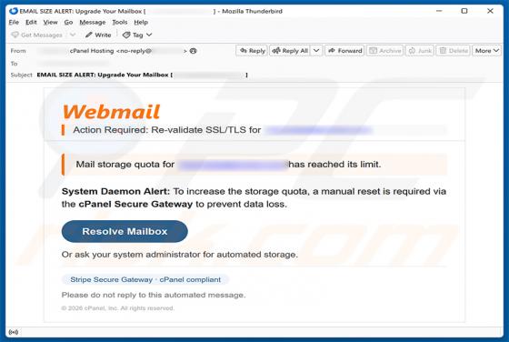 cPanel - Re-validate SSL/TLS golpe de e-mail