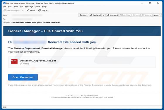 Finance Department (General Manager) Secure File golpe de e-mail