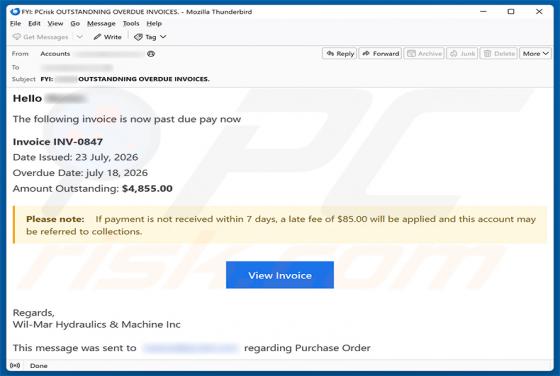 Invoice Is Past Due golpe de e-mail