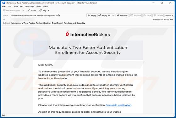 Interactive Brokers Two-Factor Authentication golpe de e-mail