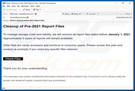 Cleanup Of Pre-2021 Report Files golpe de e-mail