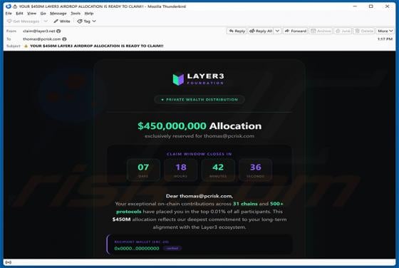 Layer3 Airdrop golpe de e-mail