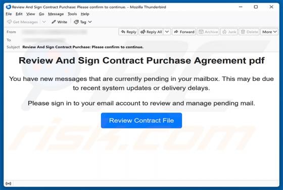 Review And Sign Contract Purchase Agreement golpe de e-mail