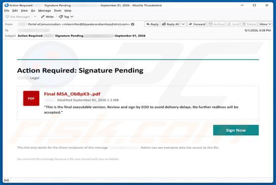 Action Required: Signature Pending Email Virus